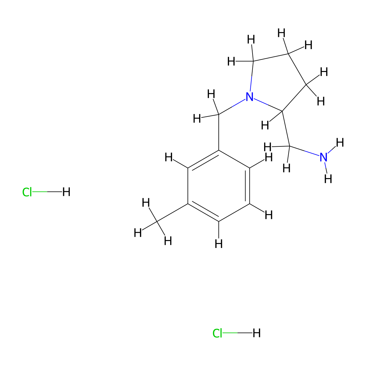 1-{1-[(3-Methylphenyl)methyl]pyrrolidin-2-yl}methanamine dihydrochloride molecular structure, CAS 2460750-00-7