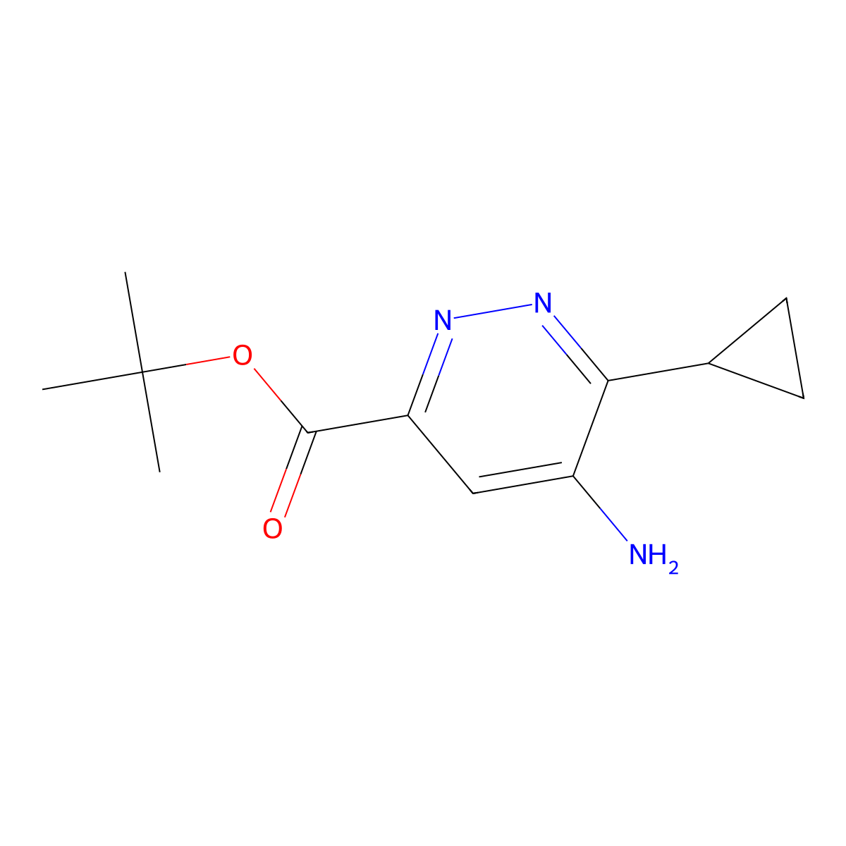 Tert-butyl 5-amino-6-cyclopropylpyridazine-3-carboxylate molecular structure, CAS 2460750-08-5