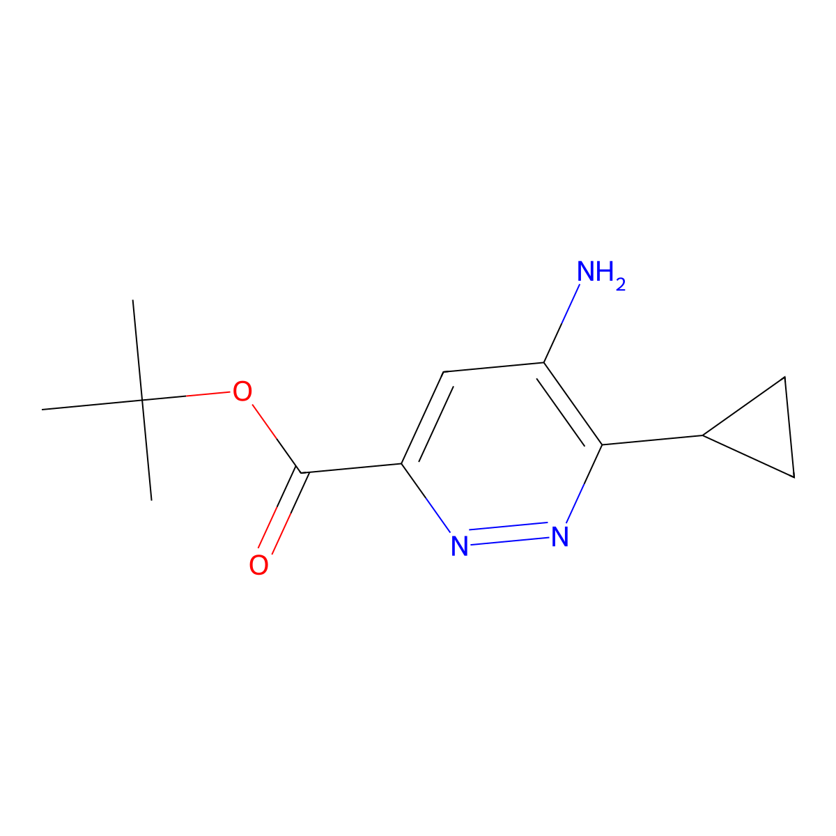 Tert-butyl 5-amino-6-cyclopropylpyridazine-3-carboxylate molecular structure, CAS 2460750-08-5