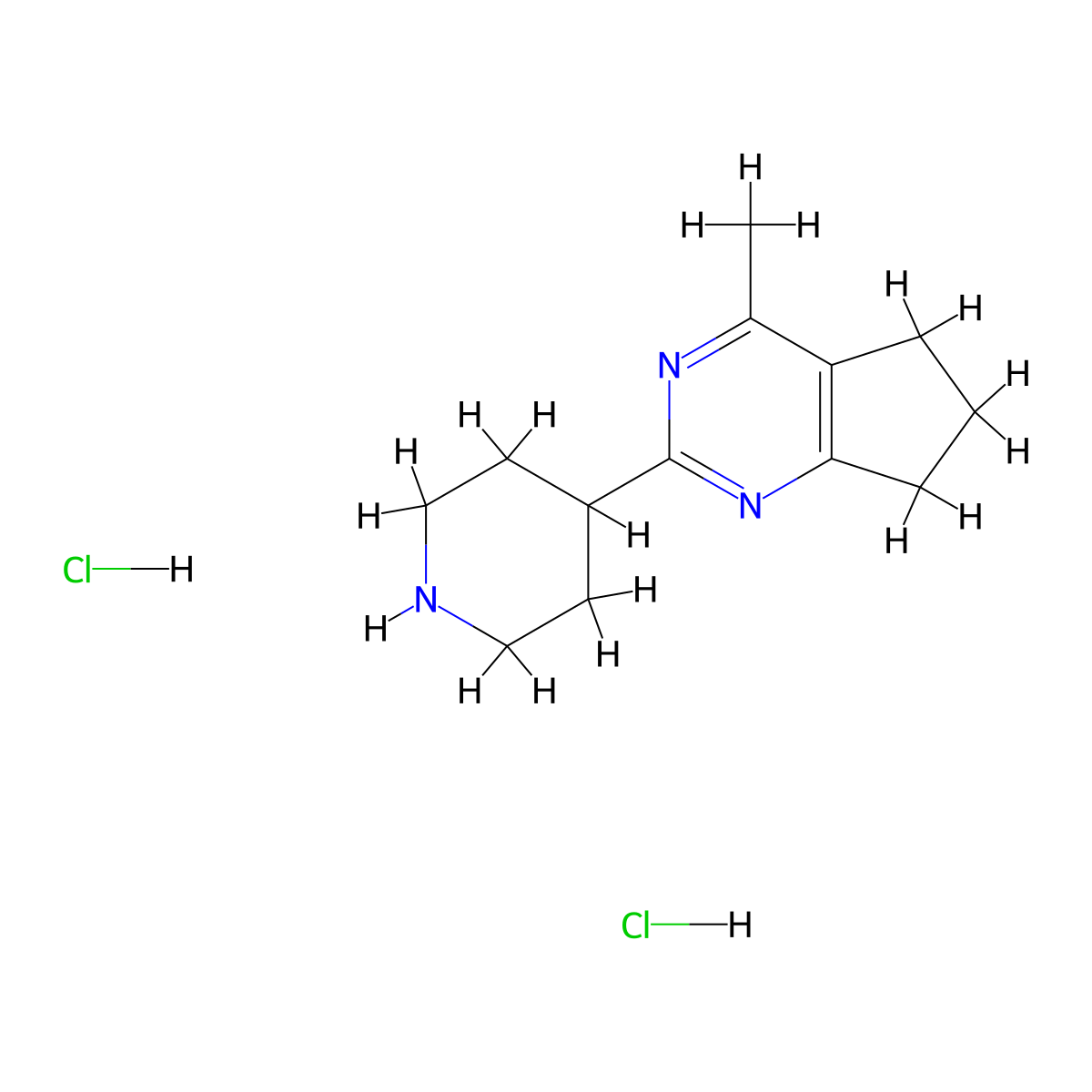 4-{4-methyl-5H,6H,7H-cyclopenta[d]pyrimidin-2-yl}piperidine dihydrochloride molecular structure, CAS 2460750-13-2