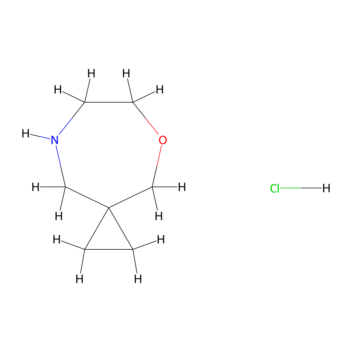 5-Oxa-8-azaspiro[2.6]nonane hydrochloride molecular structure, CAS 2460750-18-7