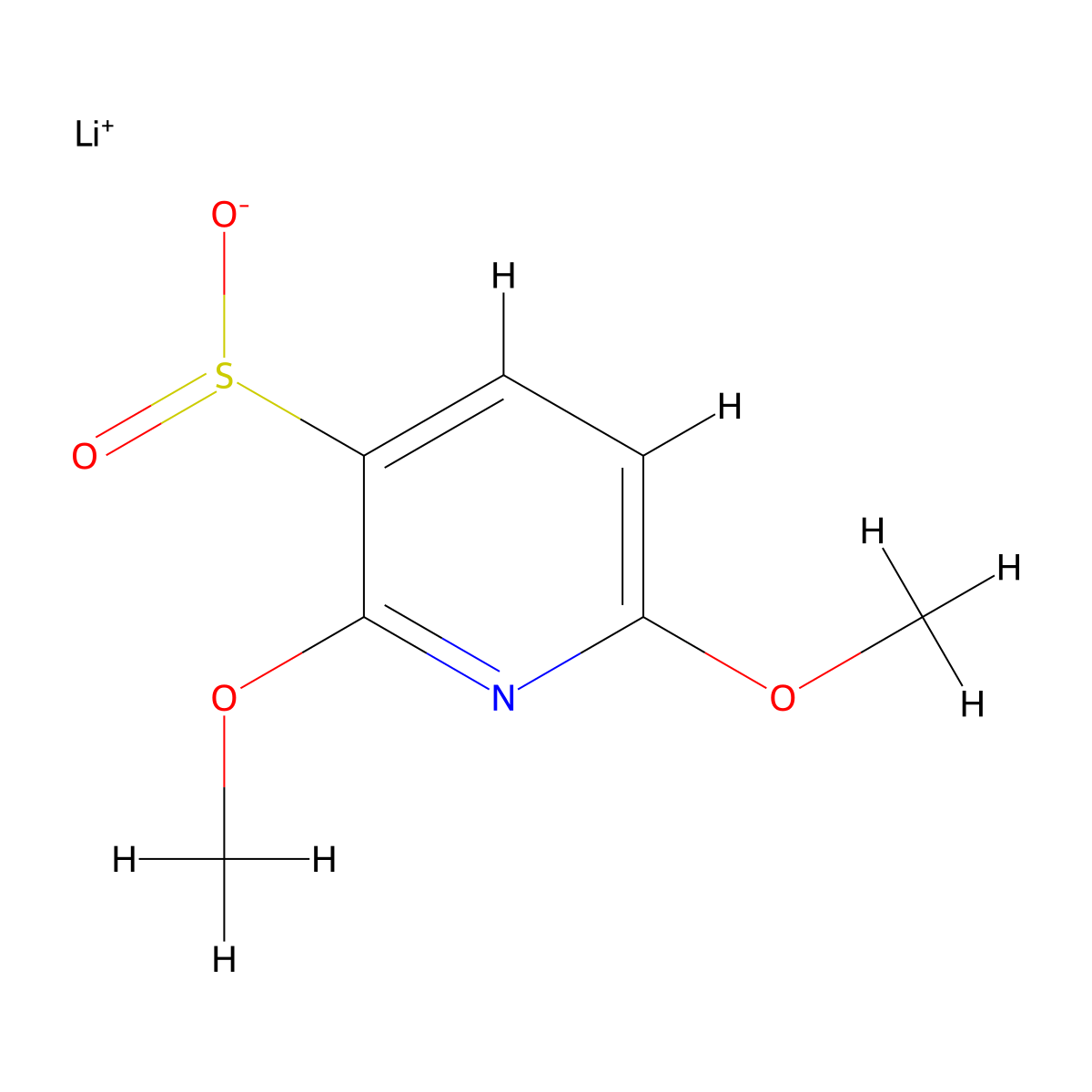 Lithium(1+) 2,6-dimethoxypyridine-3-sulfinate molecular structure, CAS 2460750-27-8