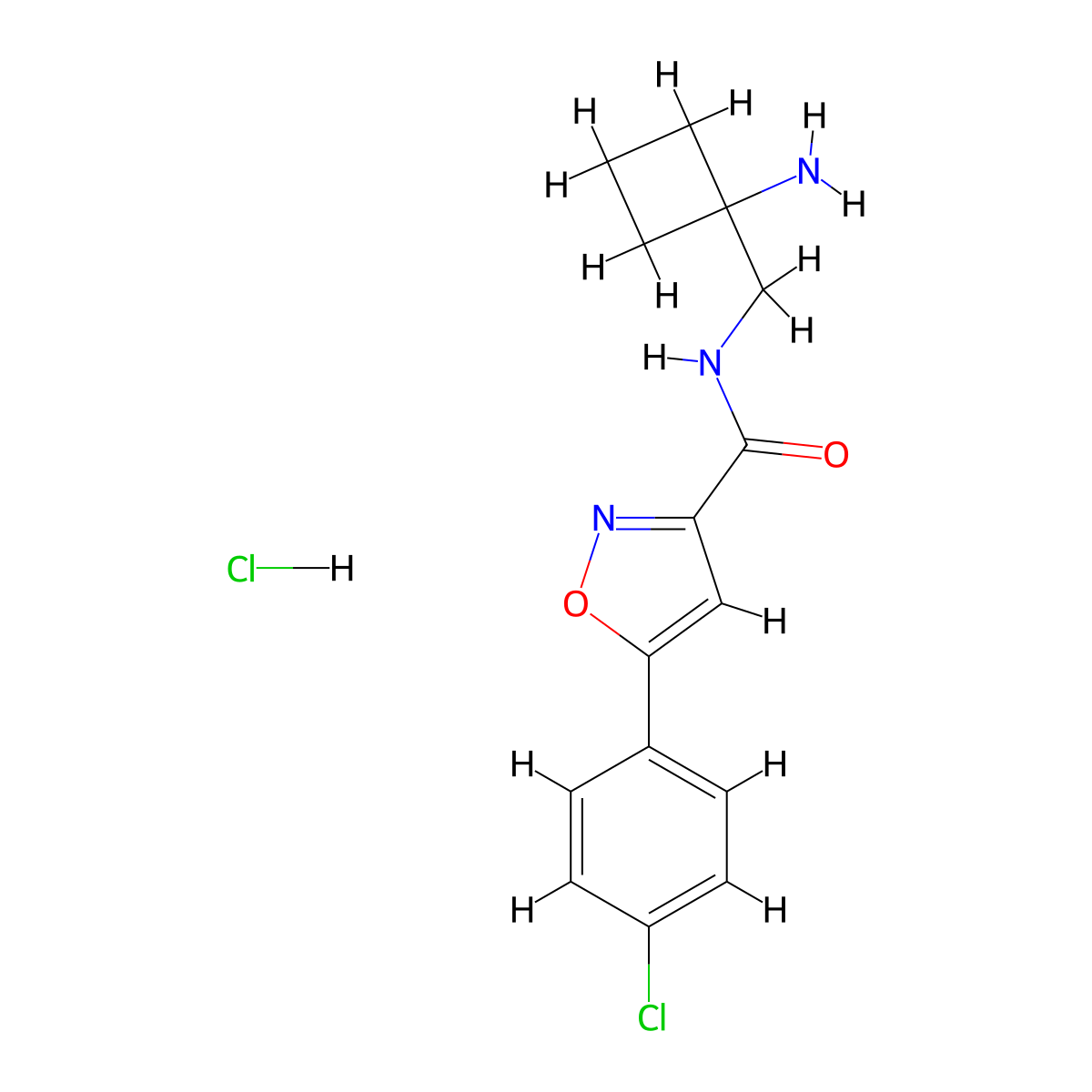 N-[(1-aminocyclobutyl)methyl]-5-(4-chlorophenyl)-1,2-oxazole-3-carboxamidehydrochloride molecular structure, CAS 2460750-46-1