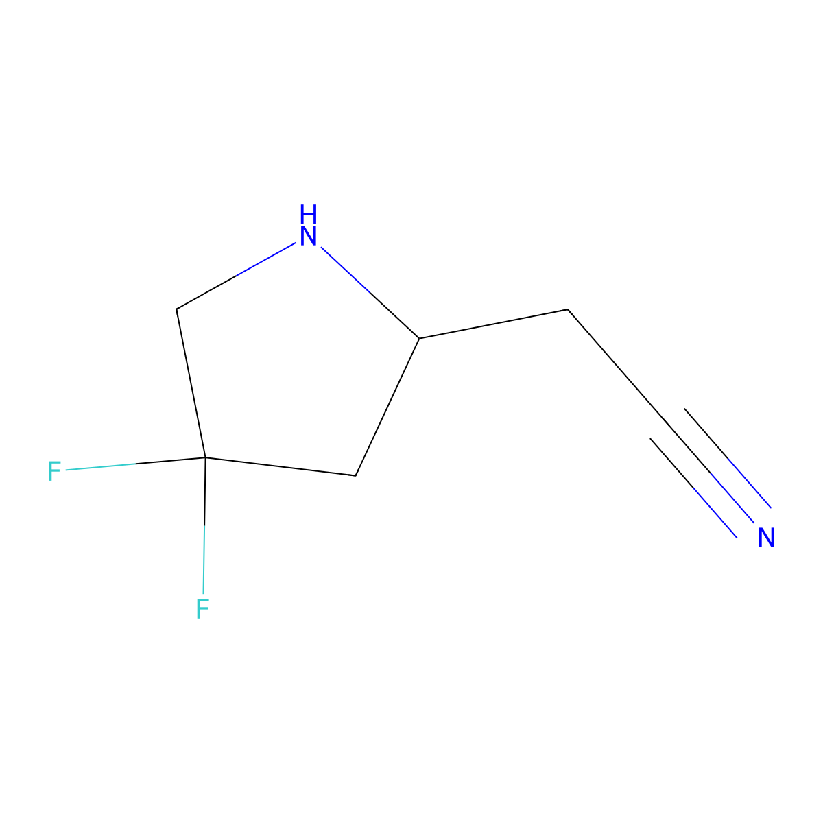 2-(4,4-Difluoropyrrolidin-2-yl)acetonitrile molecular structure, CAS 2460750-49-4
