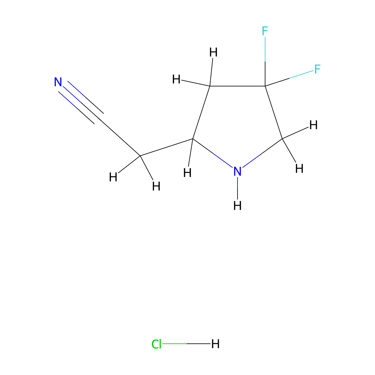 2-(4,4-Difluoropyrrolidin-2-yl)acetonitrilehydrochloride molecular structure, CAS 2460750-50-7