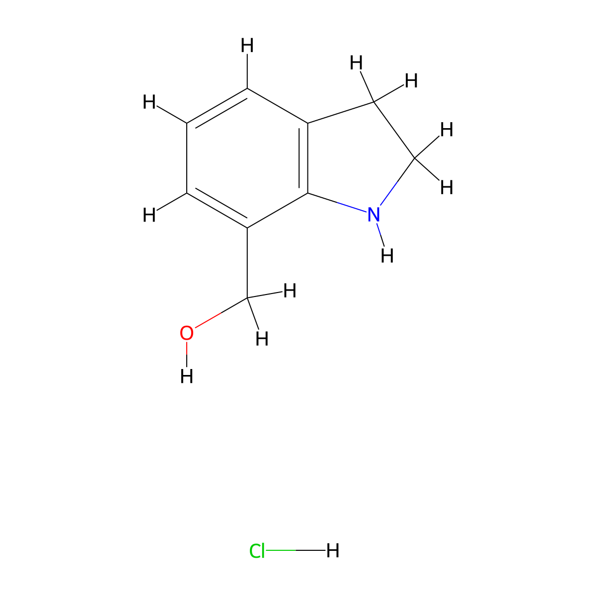 (2,3-dihydro-1H-indol-7-yl)methanol hydrochloride molecular structure, CAS 2460750-54-1