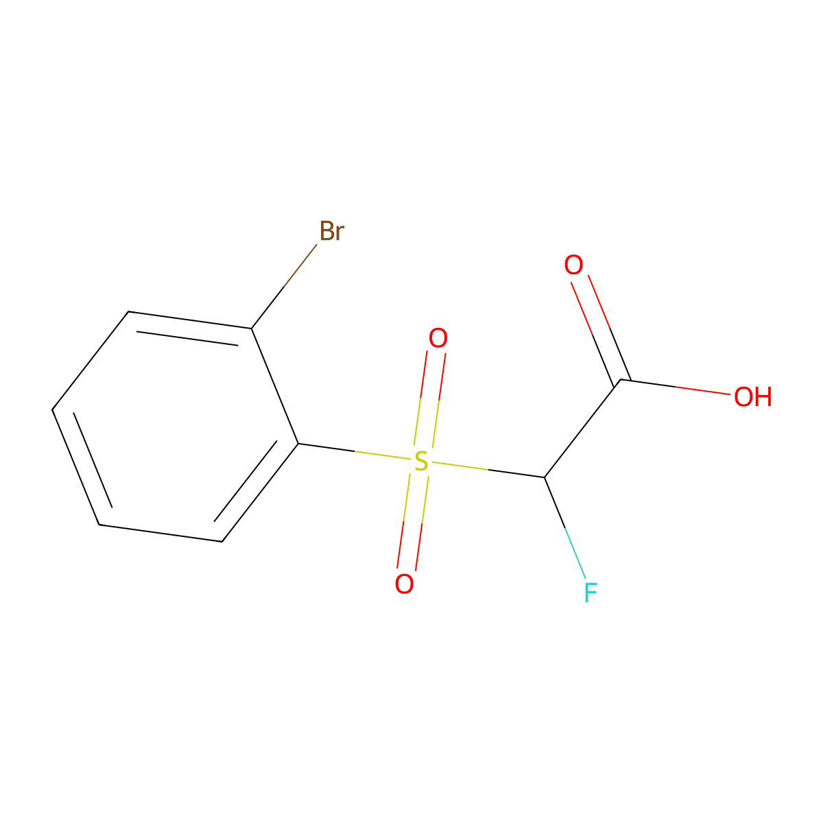 2-(2-Bromobenzenesulfonyl)-2-fluoroaceticacid molecular structure, CAS 2460750-56-3