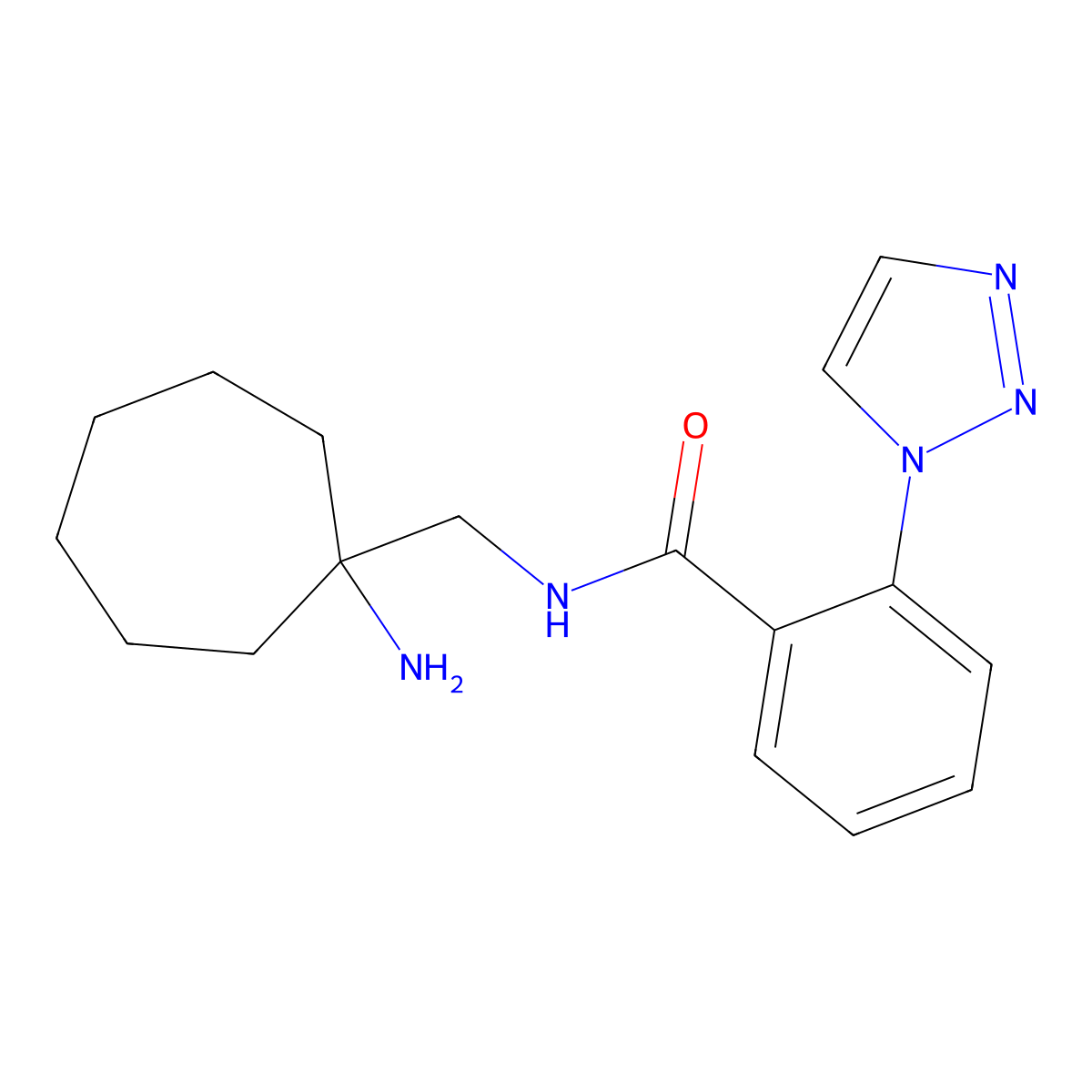 N-[(1-aminocycloheptyl)methyl]-2-(1H-1,2,3-triazol-1-yl)benzamide molecular structure, CAS 2460750-60-9