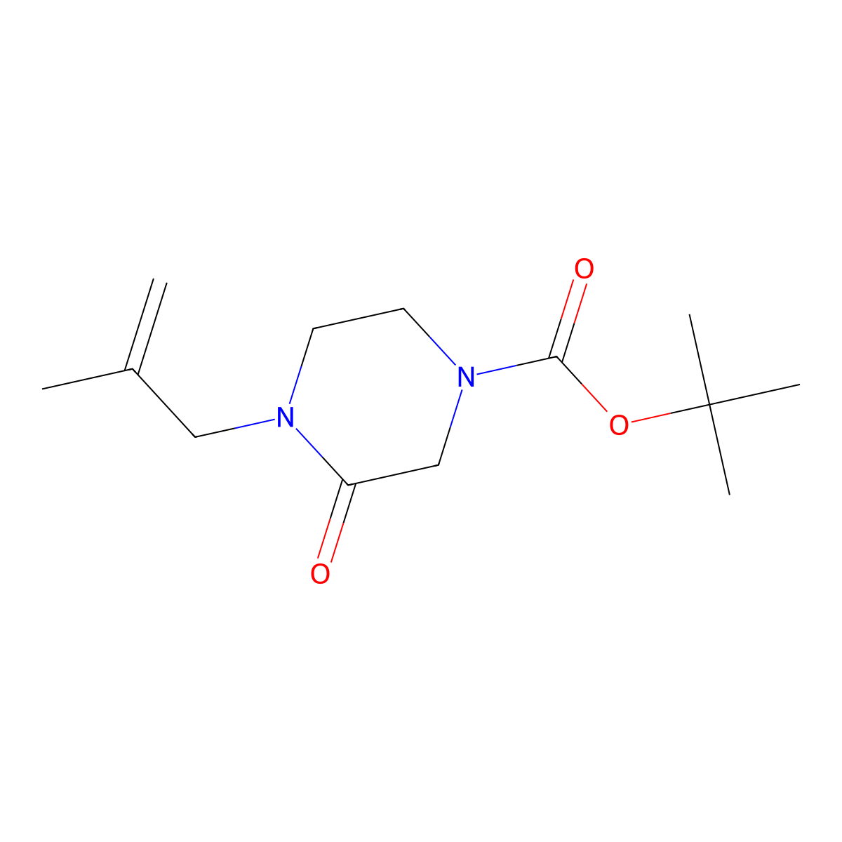 Tert-butyl 4-(2-methylprop-2-en-1-yl)-3-oxopiperazine-1-carboxylate molecular structure, CAS 2460750-65-4