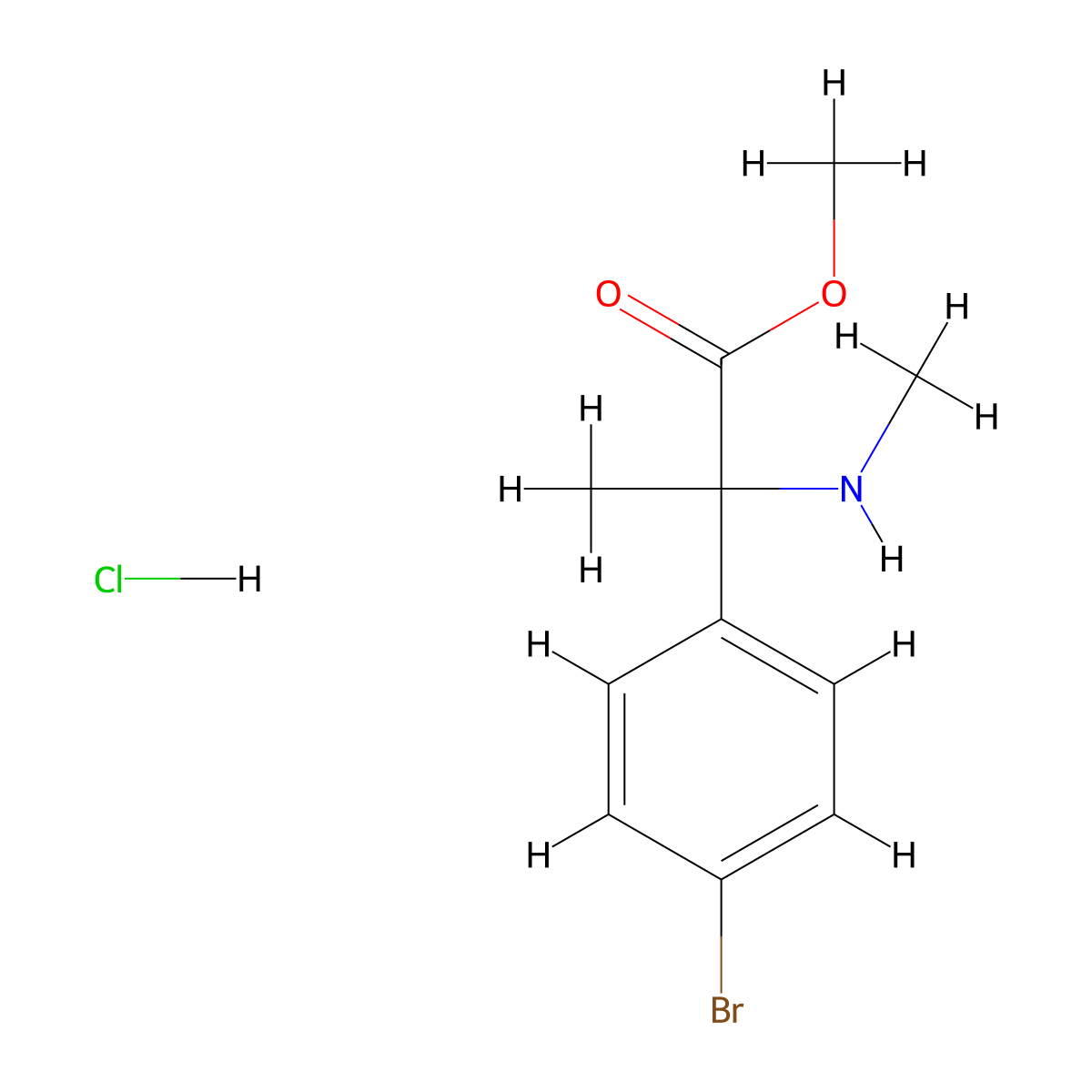 Methyl 2-(4-bromophenyl)-2-(methylamino)propanoate;hydrochloride molecular structure, CAS 2460750-74-5