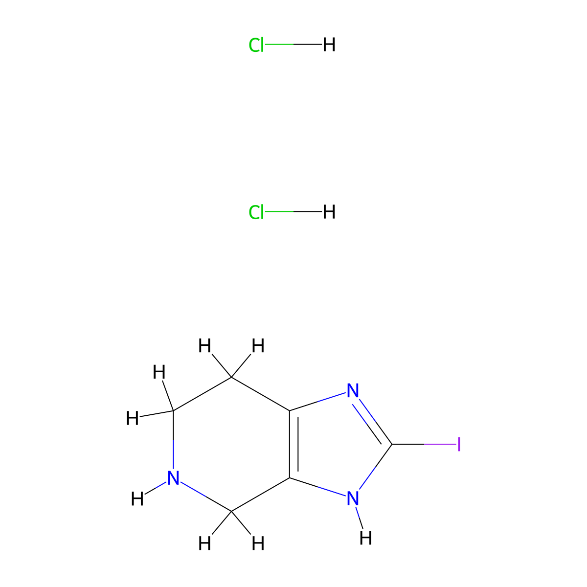 2-iodo-1H,4H,5H,6H,7H-imidazo[4,5-c]pyridinedihydrochloride molecular structure, CAS 2460750-75-6