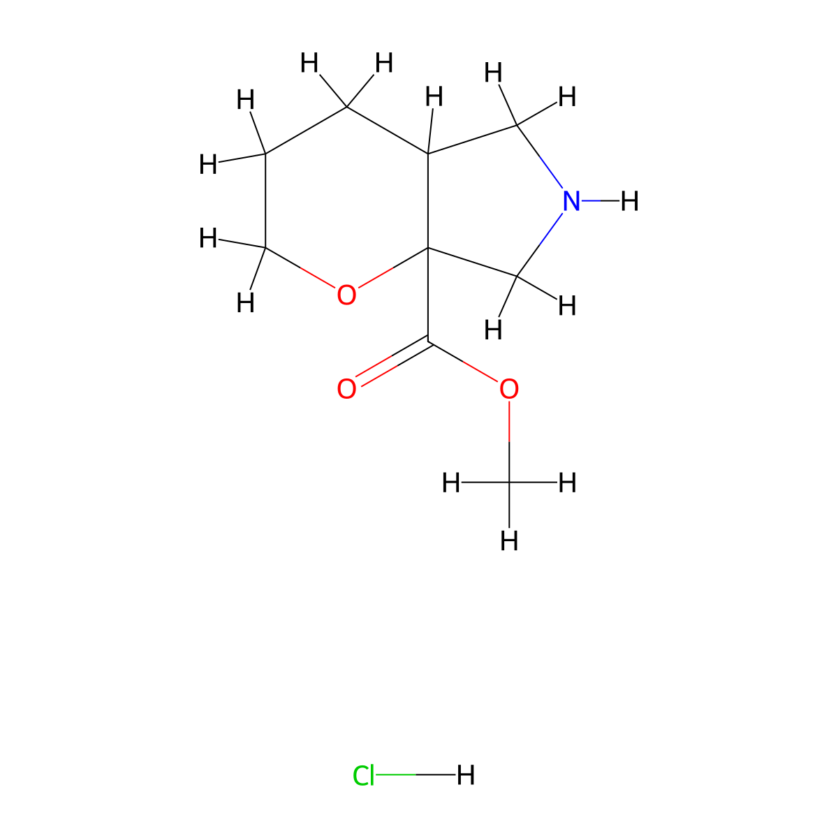 Methyl octahydropyrano[2,3-c]pyrrole-7a-carboxylate hydrochloride molecular structure, CAS 2460750-77-8