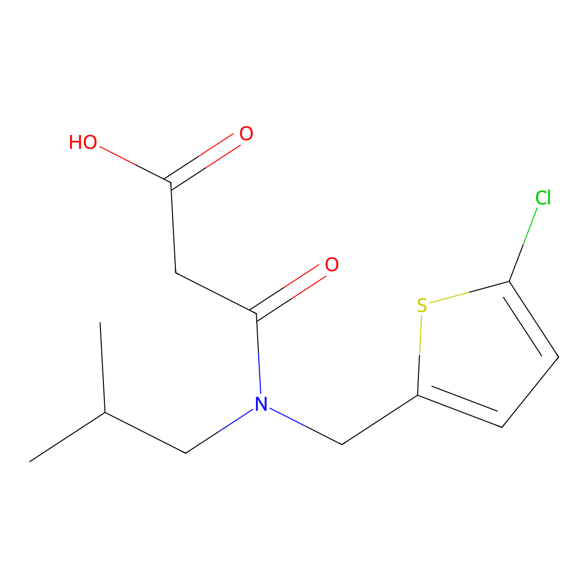 2-{[(5-Chlorothiophen-2-yl)methyl](2-methylpropyl)carbamoyl}aceticacid molecular structure, CAS 2460750-78-9
