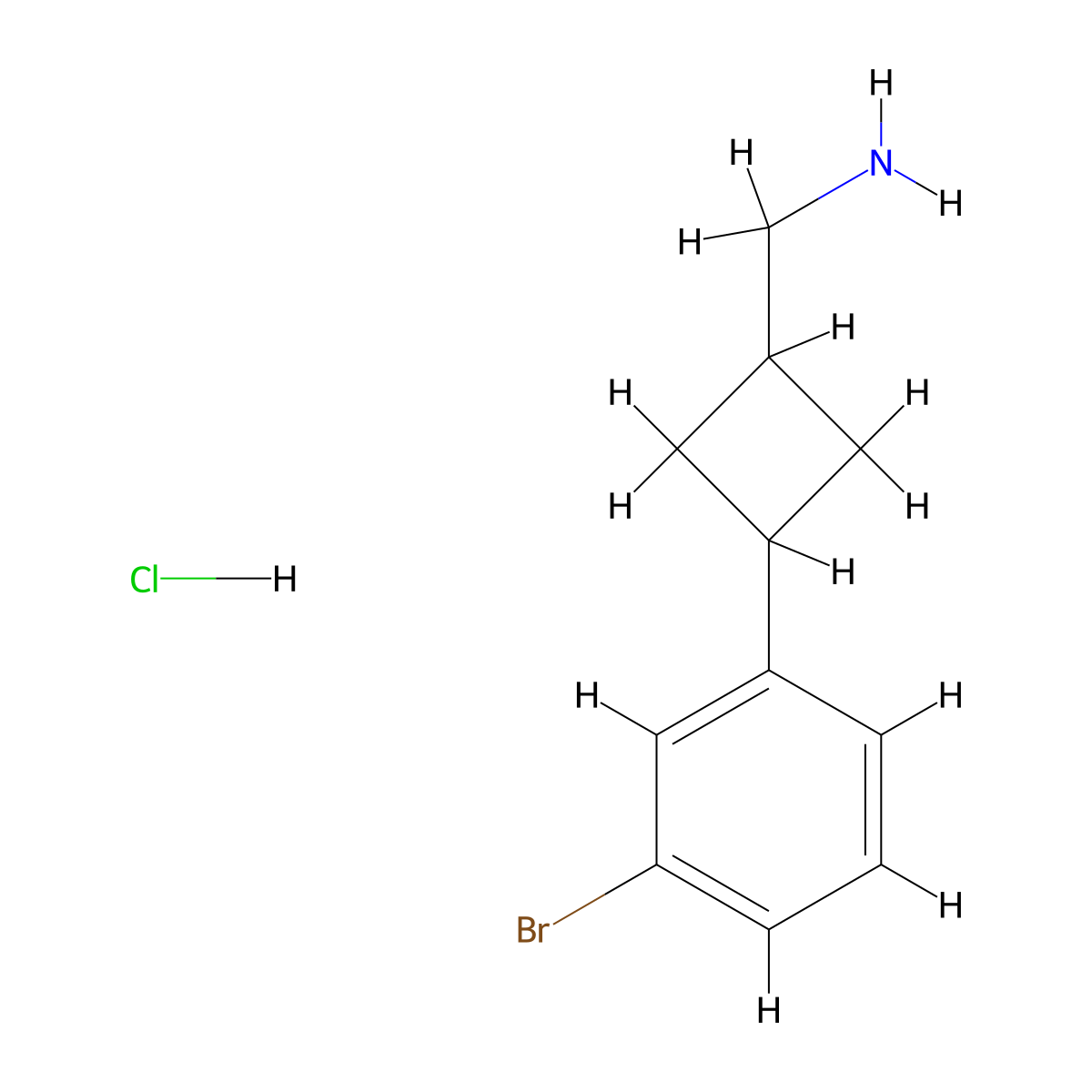 [3-(3-Bromophenyl)cyclobutyl]methanamine;hydrochloride molecular structure, CAS 2460750-83-6