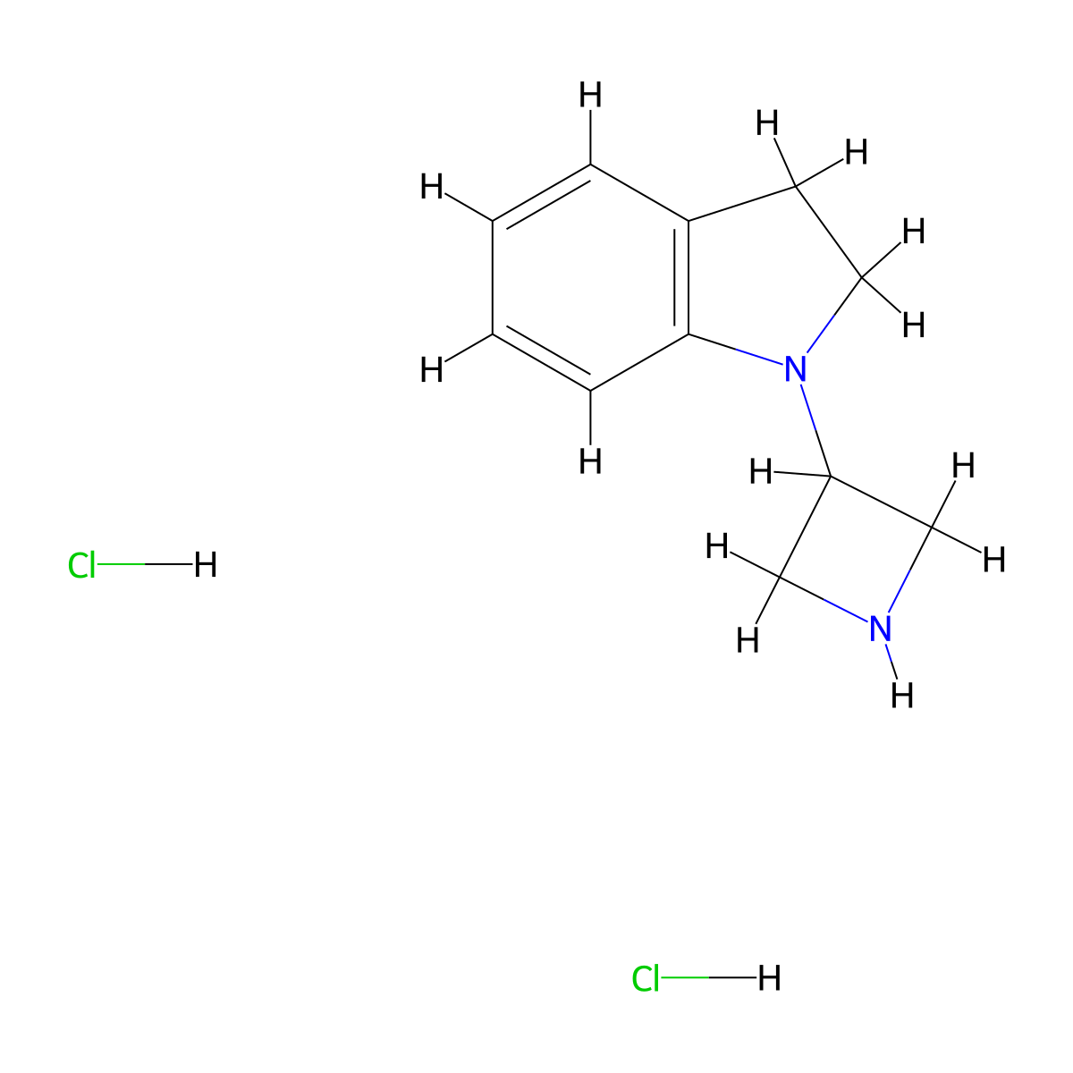 1-(Azetidin-3-yl)-2,3-dihydroindole;dihydrochloride molecular structure, CAS 2460750-94-9