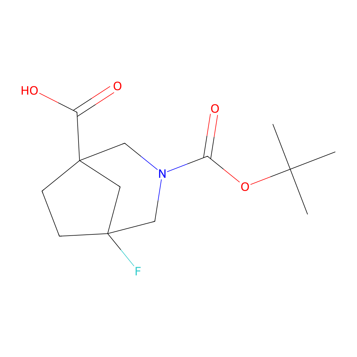 3-[(Tert-butoxy)carbonyl]-5-fluoro-3-azabicyclo[3.2.1]octane-1-carboxylic acid molecular structure, CAS 2460751-04-4