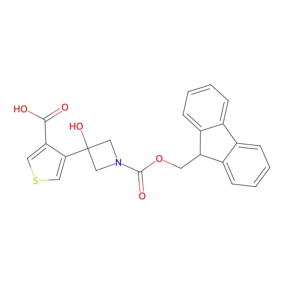 4-(1-{[(9H-fluoren-9-yl)methoxy]carbonyl}-3-hydroxyazetidin-3-yl)thiophene-3-carboxylicacid molecular structure, CAS 2460751-15-7