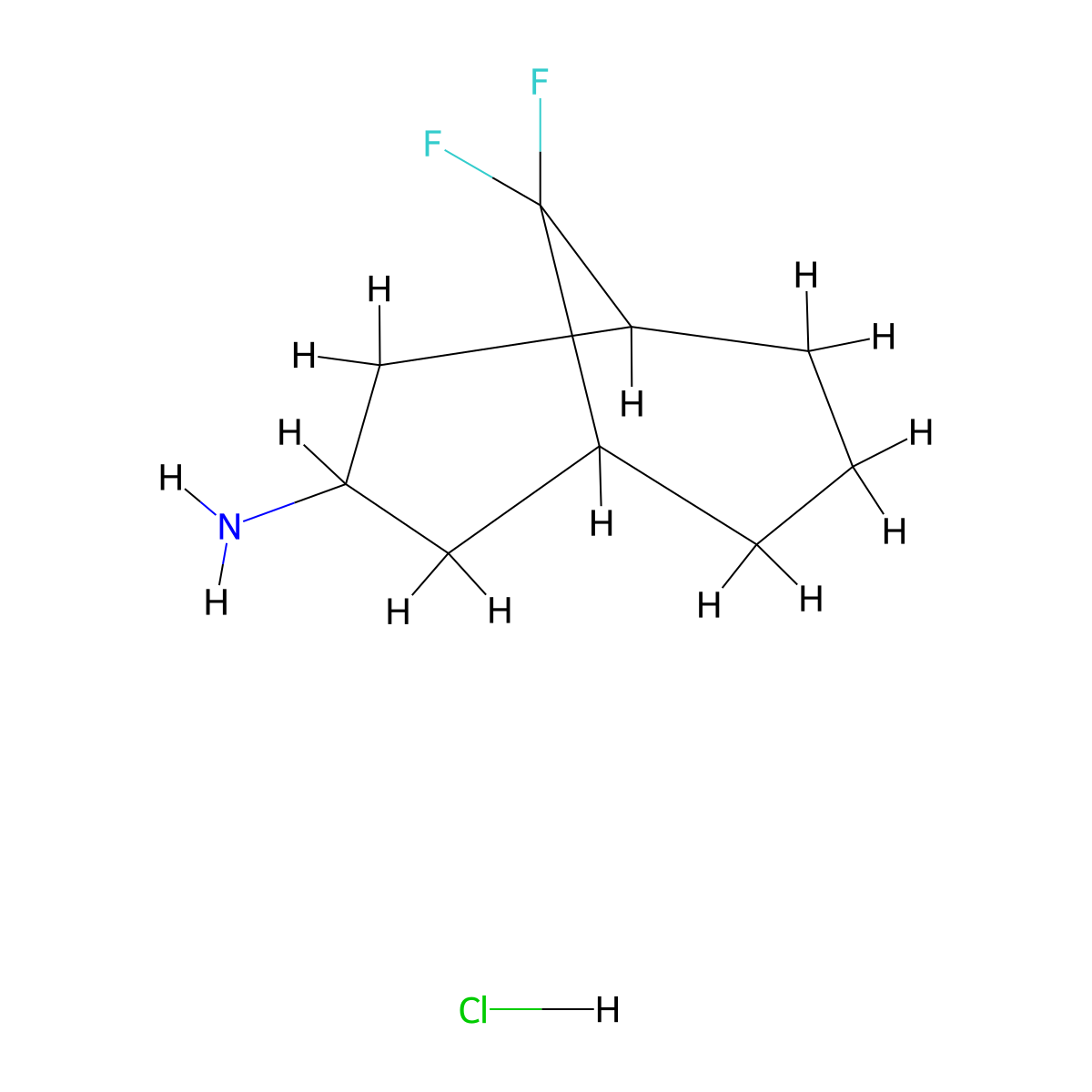 9,9-Difluorobicyclo[3.3.1]nonan-3-amine hydrochloride molecular structure, CAS 2460751-19-1