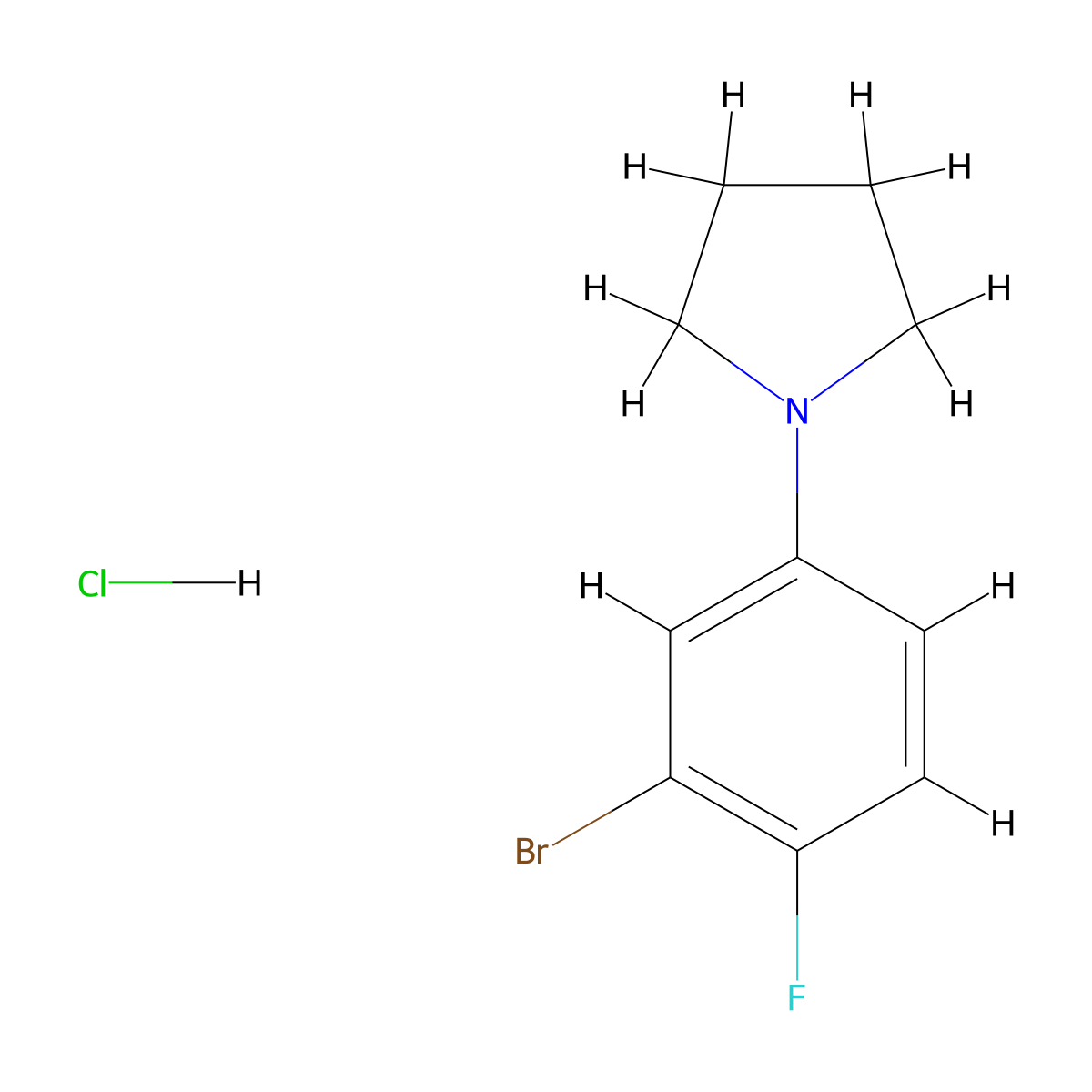 1-(3-Bromo-4-fluorophenyl)pyrrolidine hydrochloride molecular structure, CAS 2460751-25-9