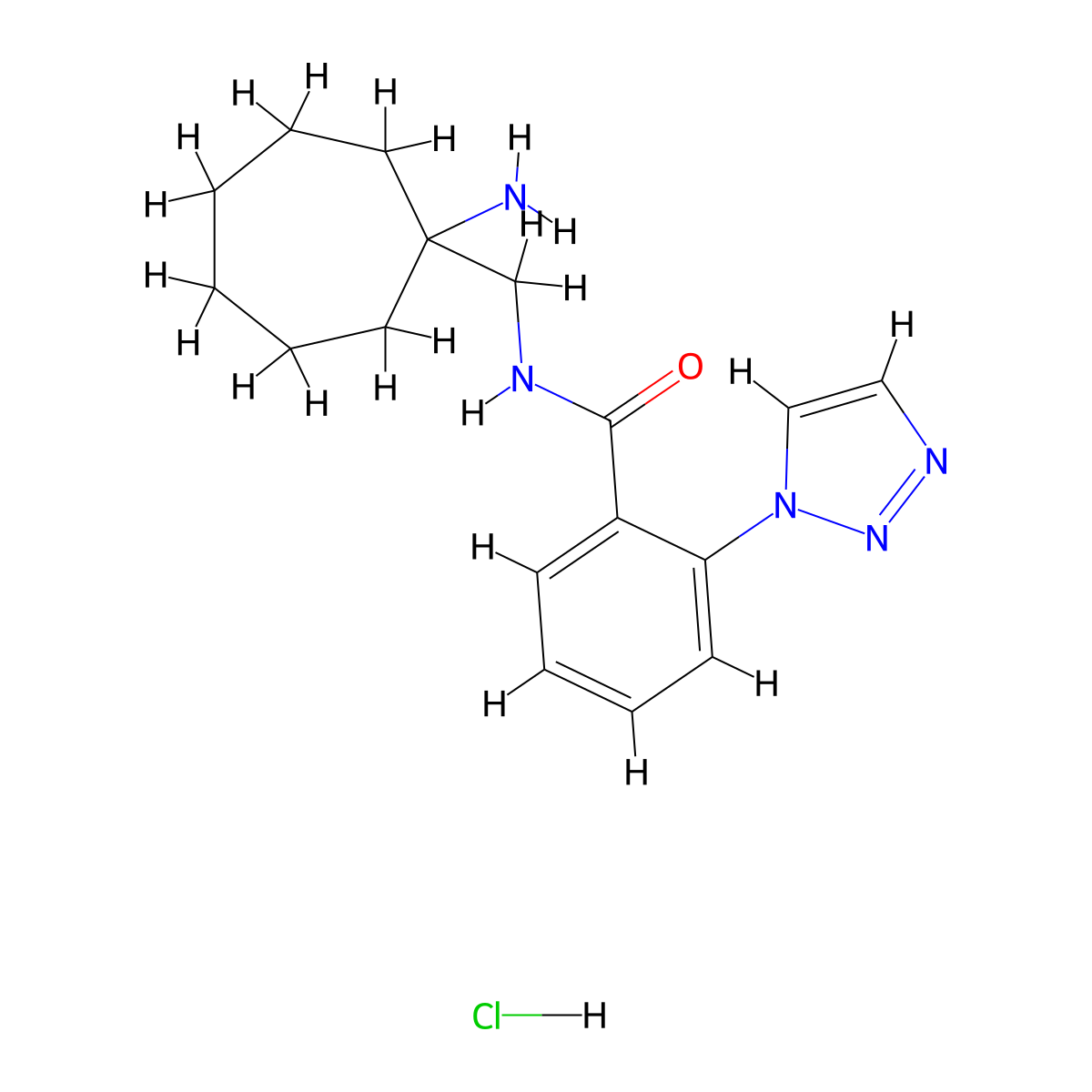 N-[(1-aminocycloheptyl)methyl]-2-(1H-1,2,3-triazol-1-yl)benzamide hydrochloride molecular structure, CAS 2460751-28-2