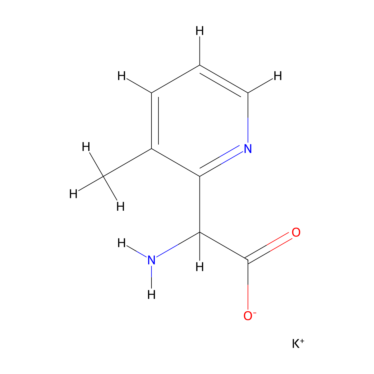 Potassium;2-amino-2-(3-methylpyridin-2-yl)acetate molecular structure, CAS 2460751-31-7