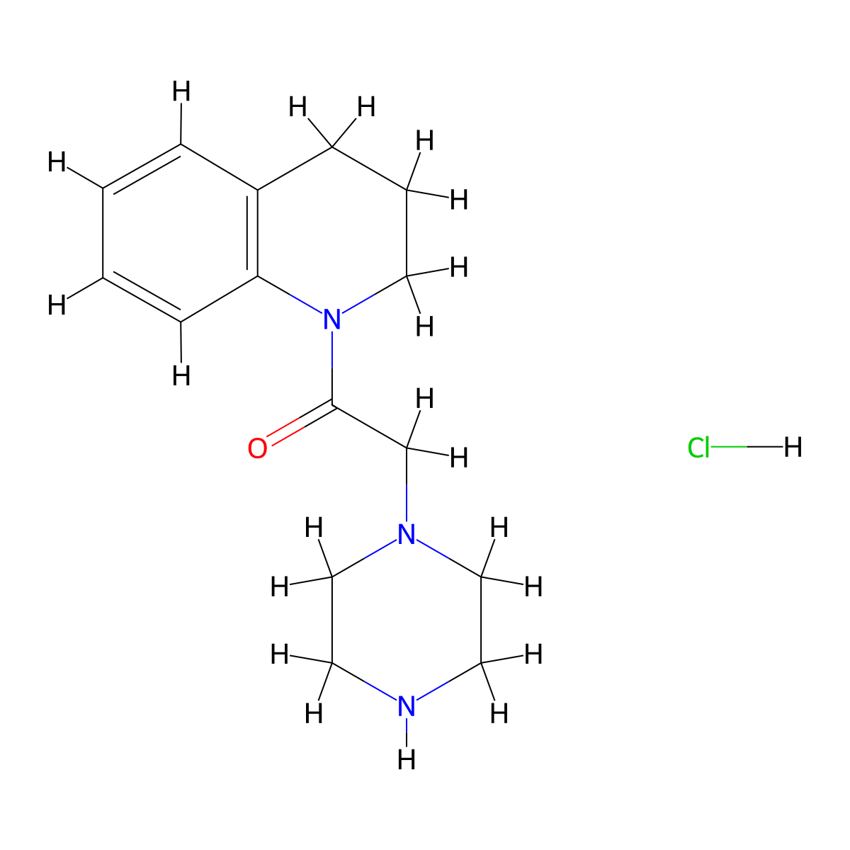 1-(3,4-Dihydro-2H-quinolin-1-yl)-2-piperazin-1-ylethanone;hydrochloride molecular structure, CAS 2460754-23-6