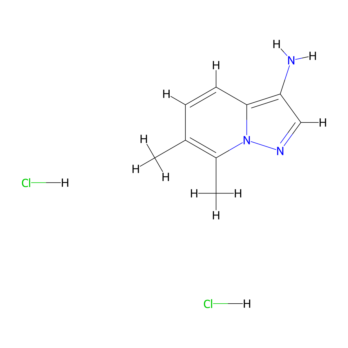 6,7-Dimethylpyrazolo(1,5-a)pyridin-3-amine dihydrochloride molecular structure, CAS 2460754-25-8