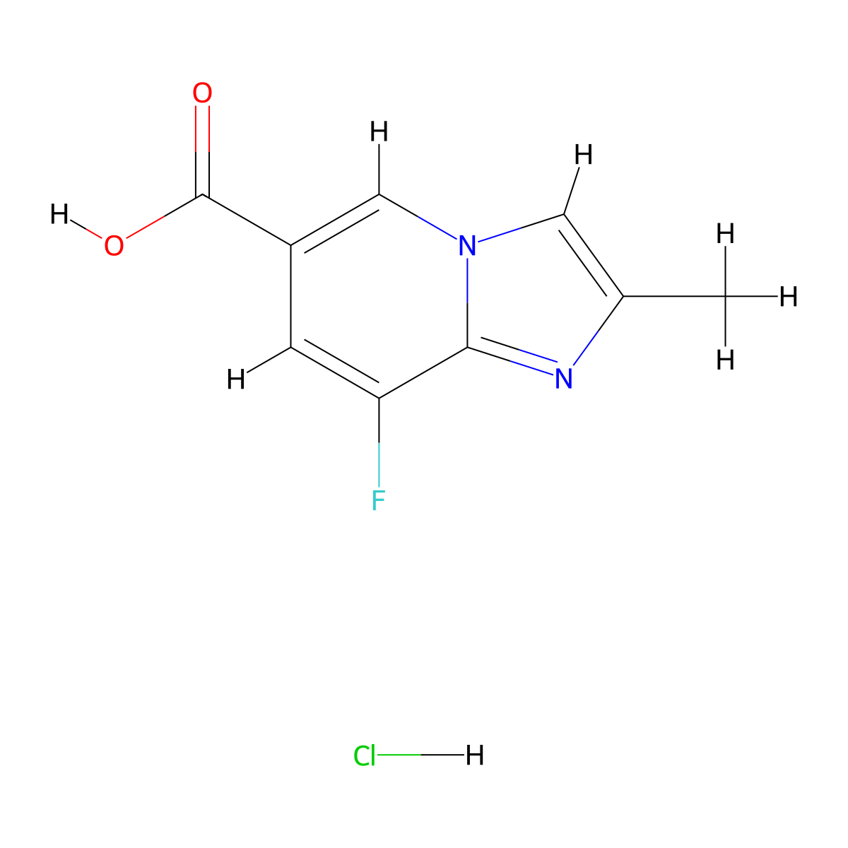 8-Fluoro-2-methylimidazo(1,2-a)pyridine-6-carboxylic acid hydrochloride molecular structure, CAS 2460754-28-1