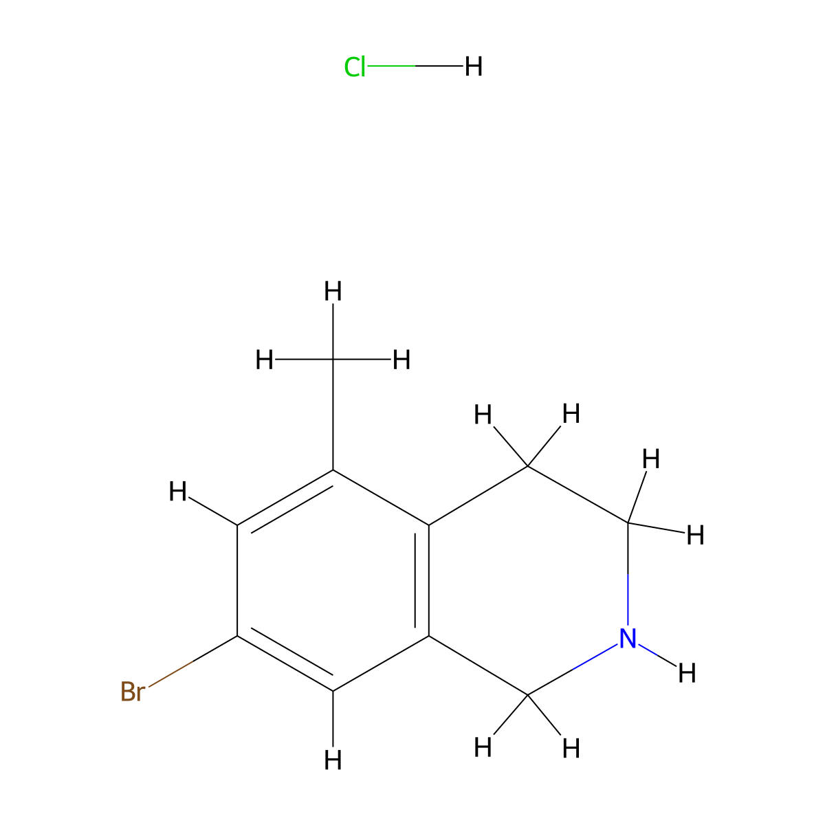 7-Bromo-5-methyl-1,2,3,4-tetrahydroisoquinoline hydrochloride molecular structure, CAS 2460754-29-2