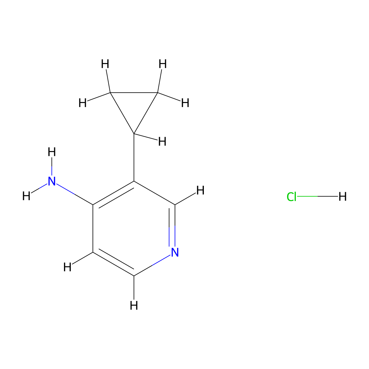 3-Cyclopropylpyridin-4-amine hydrochloride molecular structure, CAS 2460754-36-1