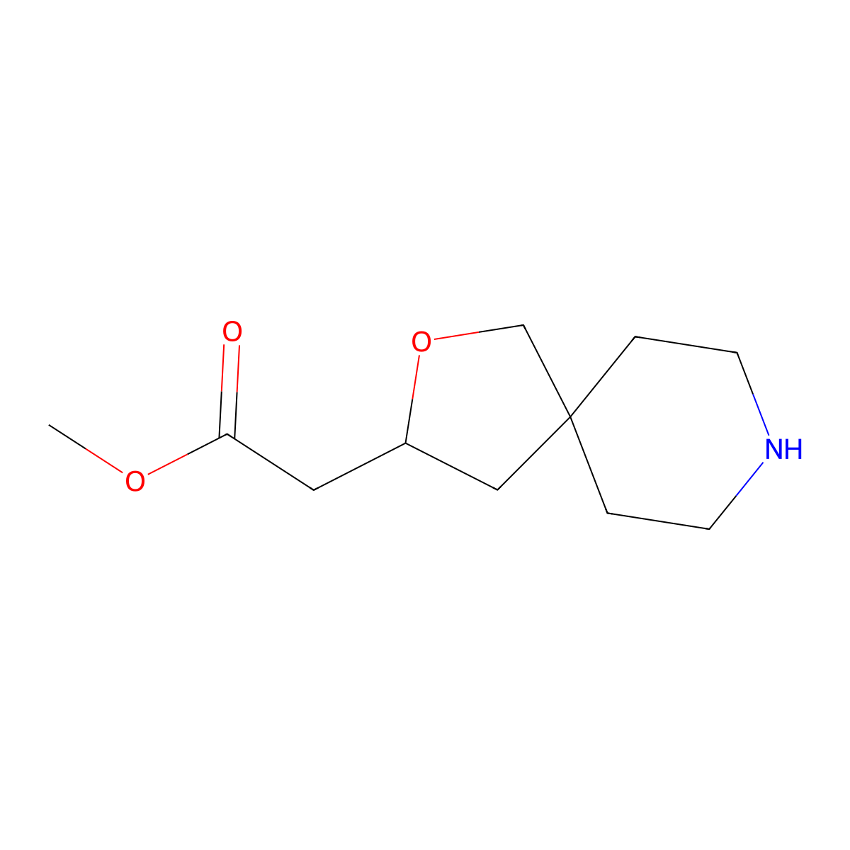 Methyl 2-{2-oxa-8-azaspiro[4.5]decan-3-yl}acetate molecular structure, CAS 2460754-38-3