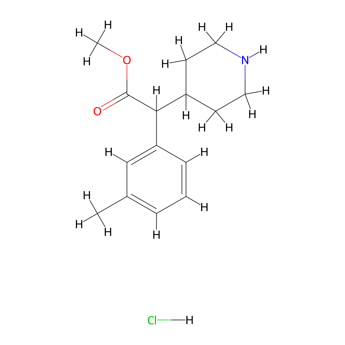 Methyl 2-(3-methylphenyl)-2-(piperidin-4-yl)acetate hydrochloride molecular structure, CAS 2460754-46-3