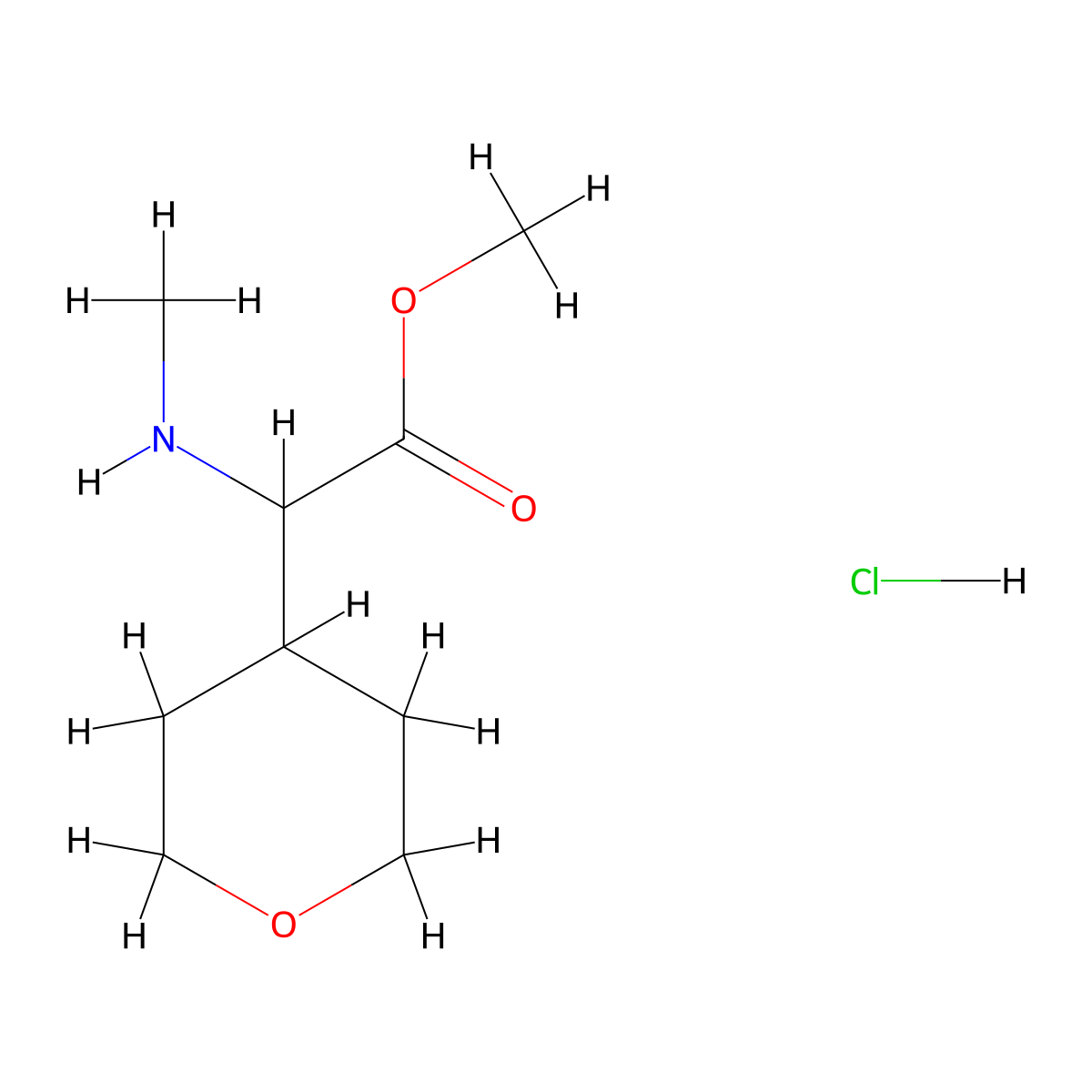 Methyl2-(methylamino)-2-(oxan-4-yl)acetatehydrochloride molecular structure, CAS 2460754-65-6