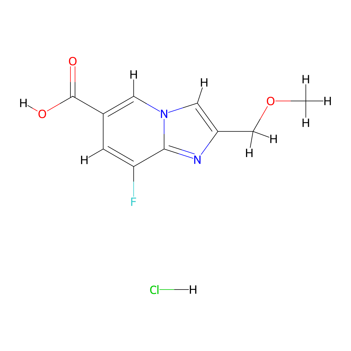 8-Fluoro-2-(methoxymethyl)imidazo(1,2-a)pyridine-6-carboxylic acid hydrochloride molecular structure, CAS 2460754-75-8