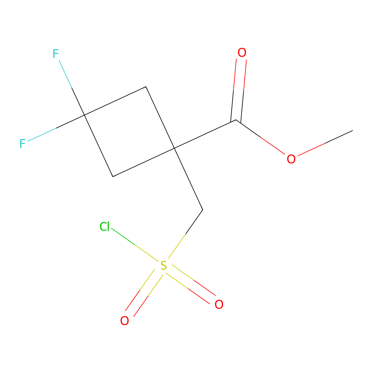 Methyl 1-[(chlorosulfonyl)methyl]-3,3-difluorocyclobutane-1-carboxylate molecular structure, CAS 2460754-80-5