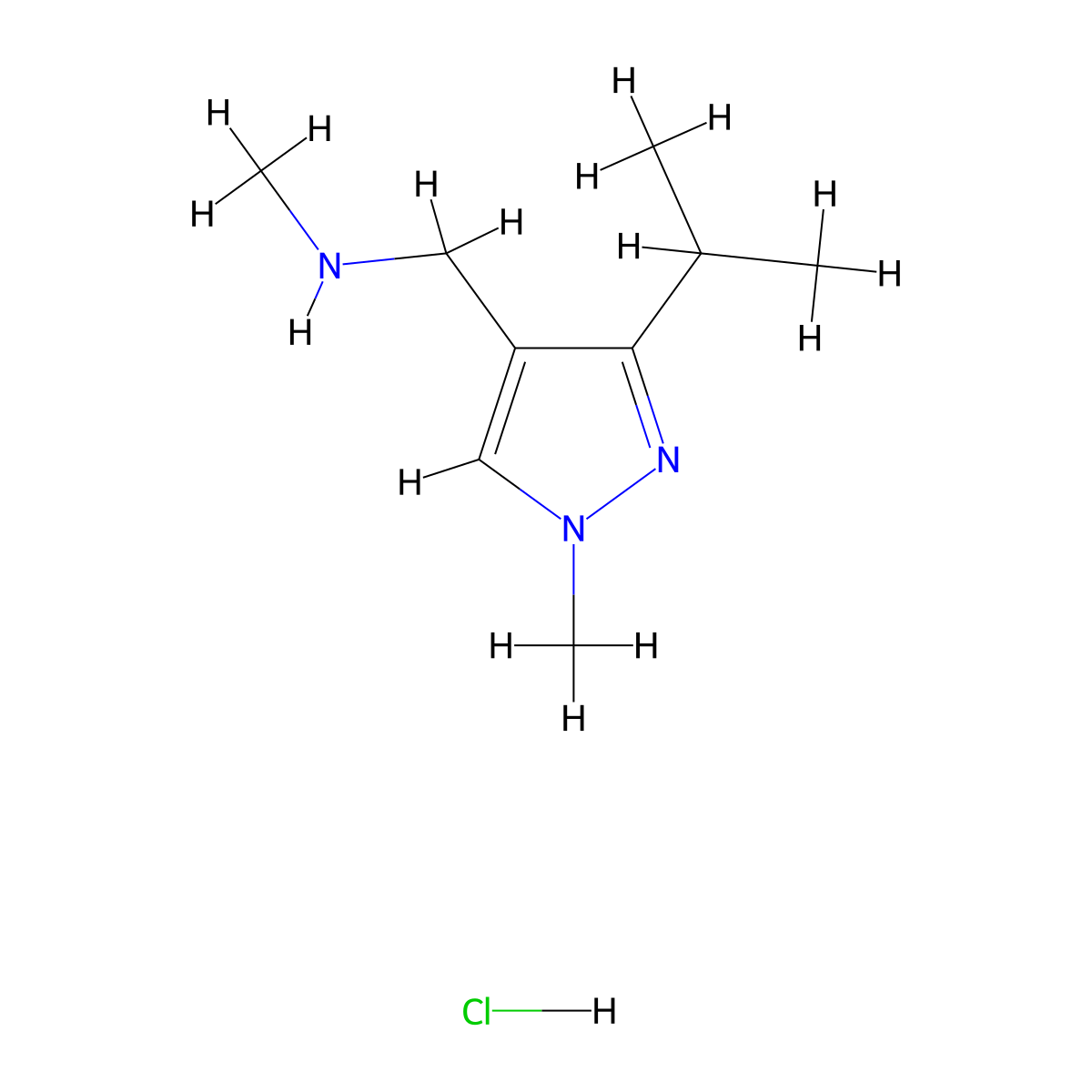 methyl({[1-methyl-3-(propan-2-yl)-1H-pyrazol-4-yl]methyl})aminehydrochloride molecular structure, CAS 2460754-81-6