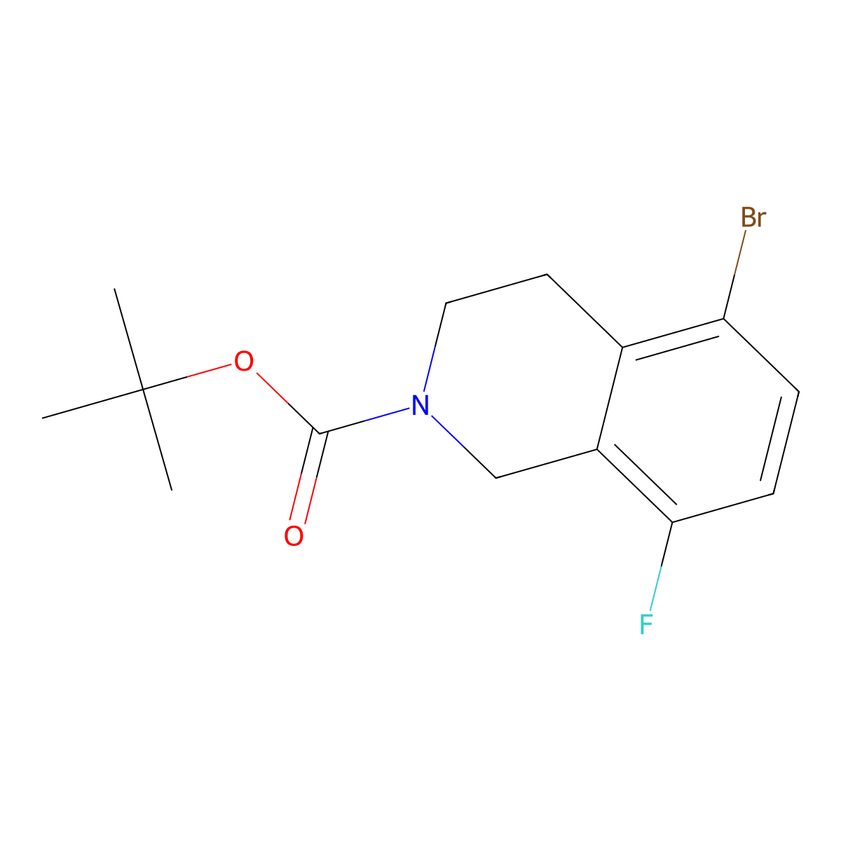 Tert-butyl 5-bromo-8-fluoro-1,2,3,4-tetrahydroisoquinoline-2-carboxylate molecular structure, CAS 2460754-87-2