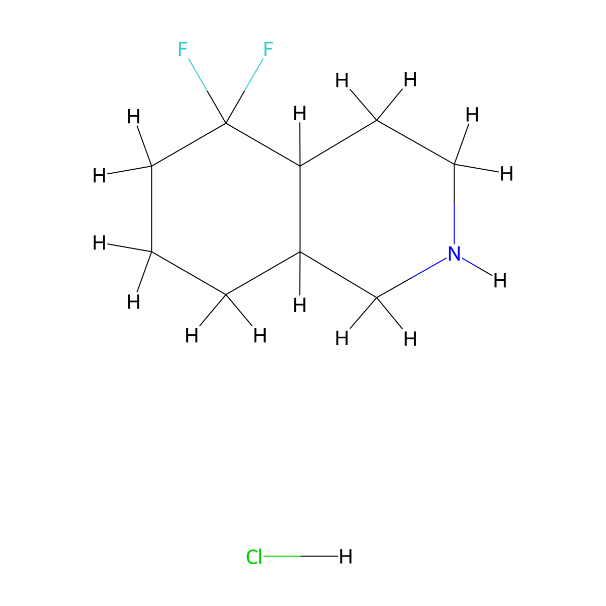 5,5-Difluoro-2,3,4,4a,6,7,8,8a-octahydro-1H-isoquinoline;hydrochloride molecular structure, CAS 2460754-88-3