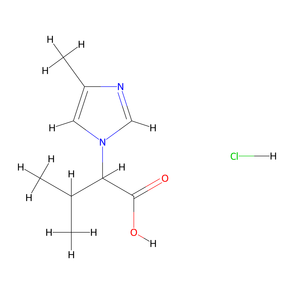 3-methyl-2-(4-methyl-1H-imidazol-1-yl)butanoic acid hydrochloride molecular structure, CAS 2460754-90-7