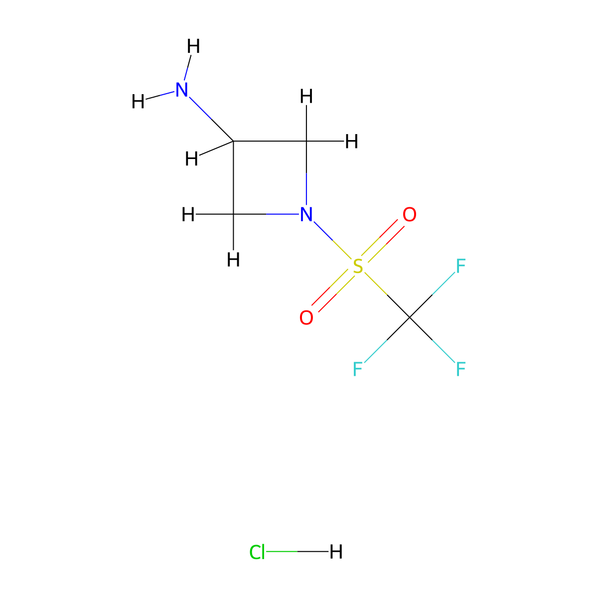 1-Trifluoromethanesulfonylazetidin-3-amine hydrochloride molecular structure, CAS 2460754-96-3