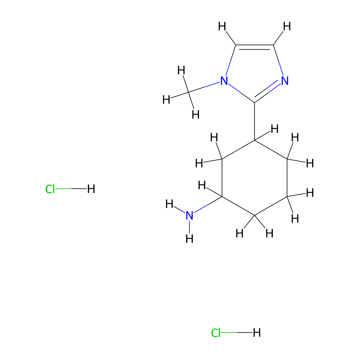 3-(1-methyl-1H-imidazol-2-yl)cyclohexan-1-amine dihydrochloride molecular structure, CAS 2460755-06-8