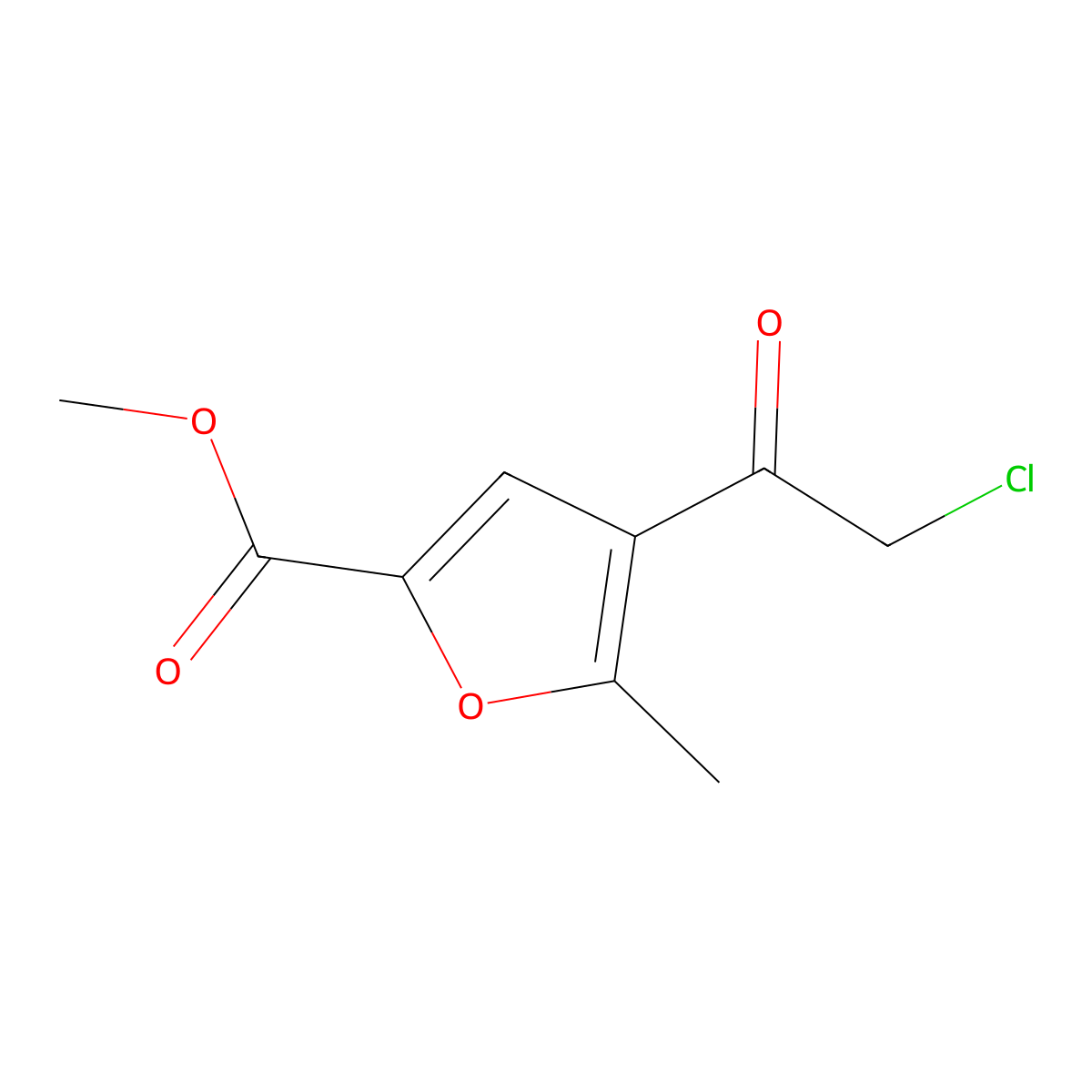 Methyl 4-(2-chloroacetyl)-5-methylfuran-2-carboxylate molecular structure, CAS 2460755-16-0