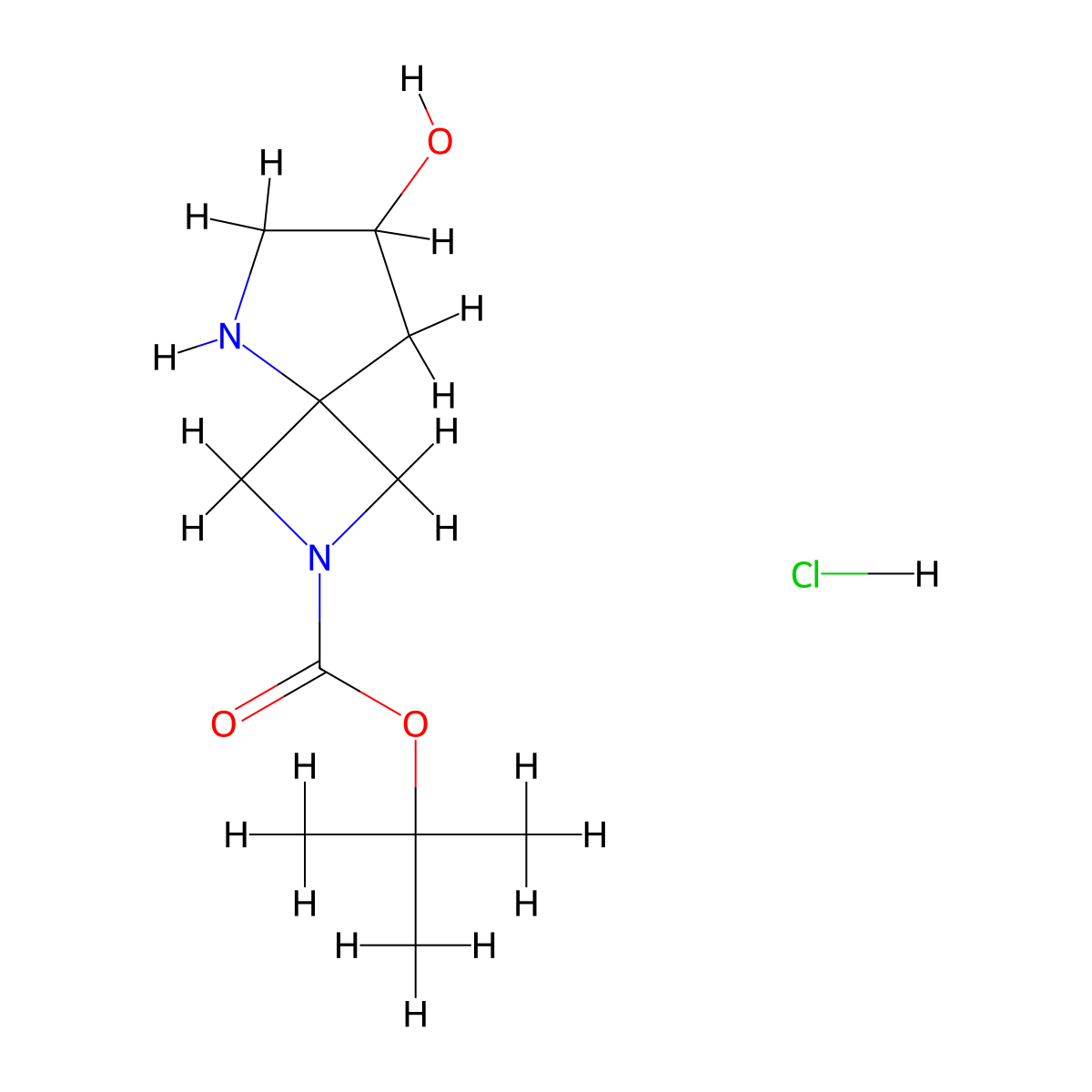 Tert-butyl 7-hydroxy-2,5-diazaspiro[3.4]octane-2-carboxylate hydrochloride molecular structure, CAS 2460755-22-8