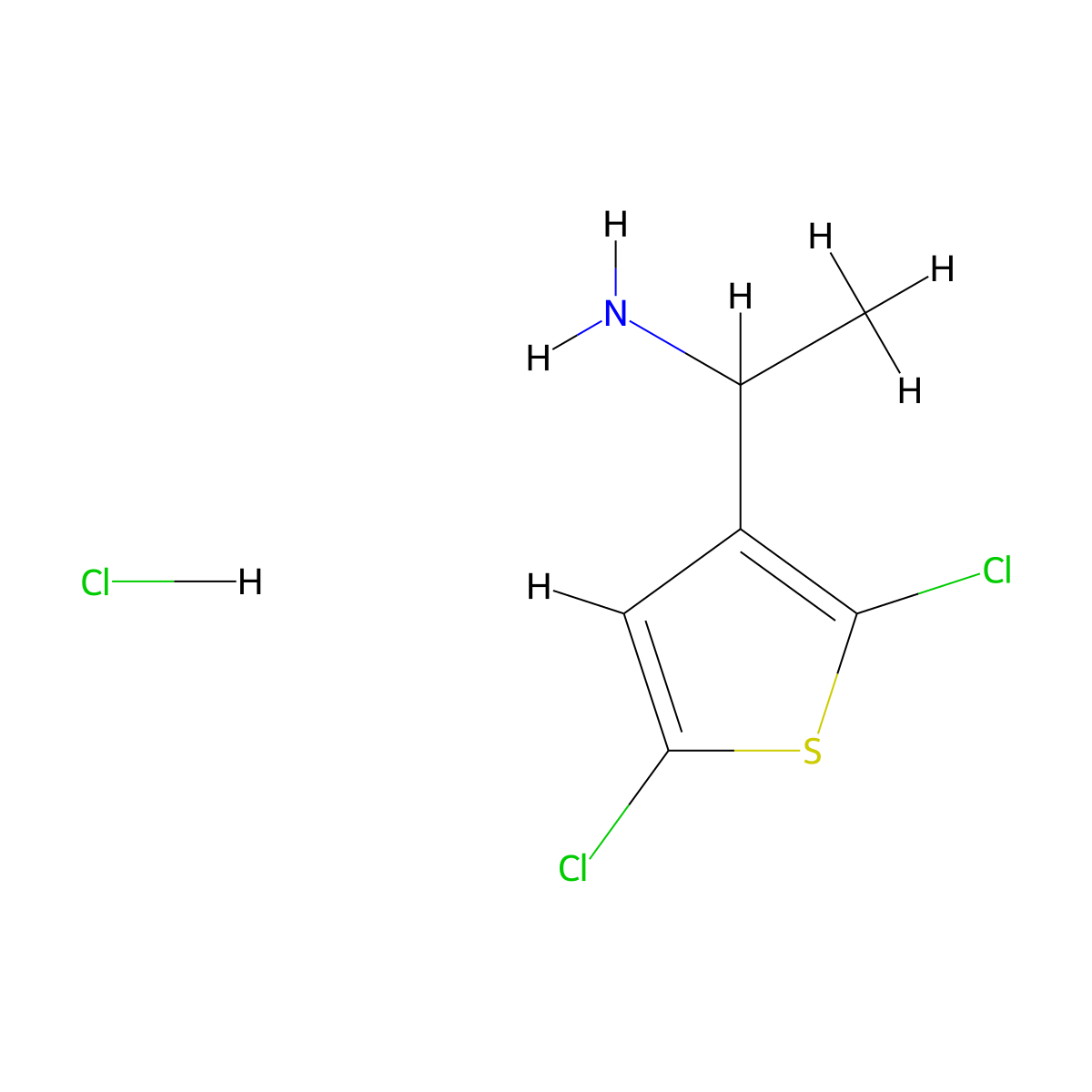 1-(2,5-Dichlorothiophen-3-yl)ethan-1-amine hydrochloride molecular structure, CAS 2460755-27-3