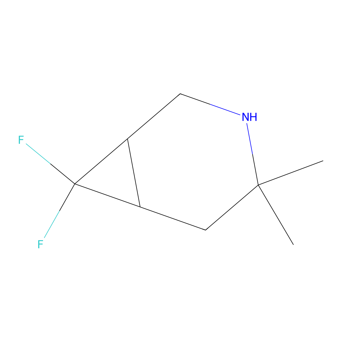 7,7-Difluoro-4,4-dimethyl-3-azabicyclo[4.1.0]heptane molecular structure, CAS 2460755-28-4