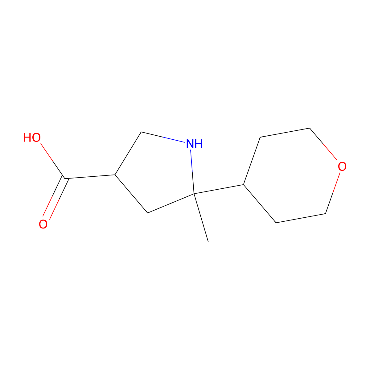 5-Methyl-5-(oxan-4-yl)pyrrolidine-3-carboxylic acid molecular structure, CAS 2460755-36-4