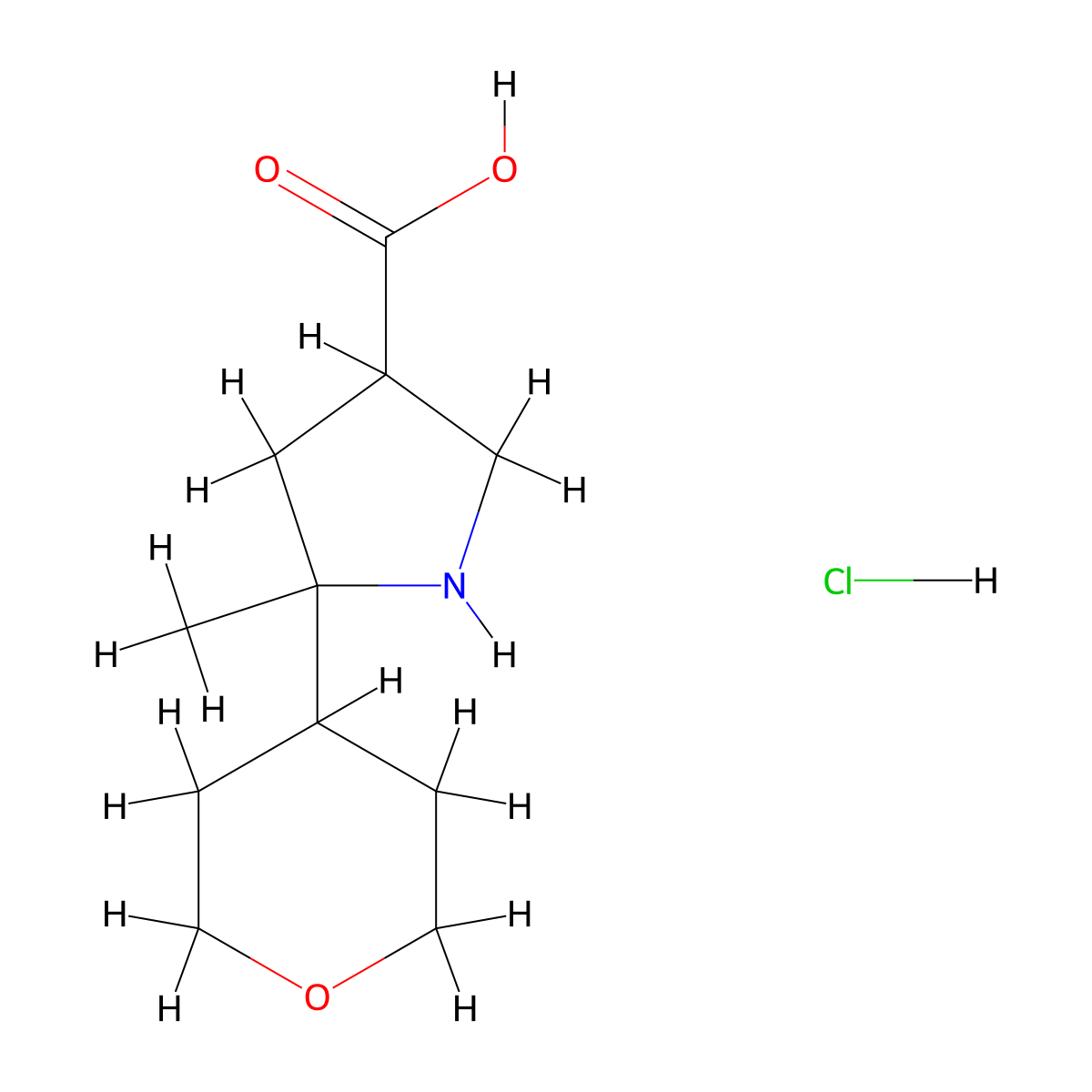 5-Methyl-5-(oxan-4-yl)pyrrolidine-3-carboxylicacidhydrochloride molecular structure, CAS 2460755-37-5