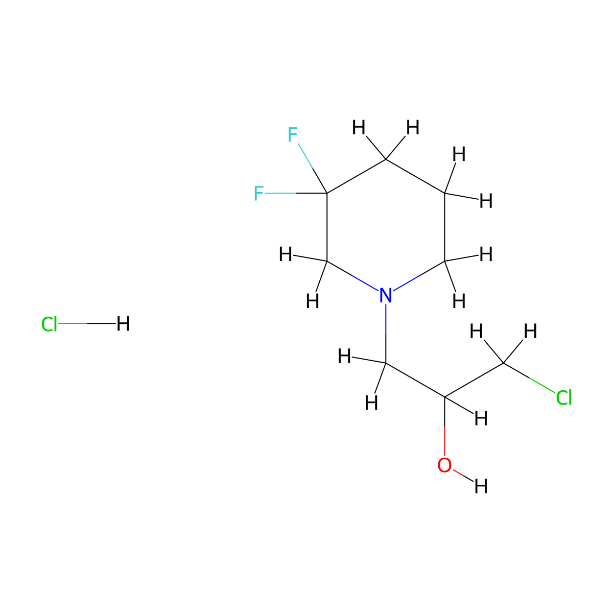 1-Chloro-3-(3,3-difluoropiperidin-1-yl)propan-2-ol hydrochloride molecular structure, CAS 2460755-47-7