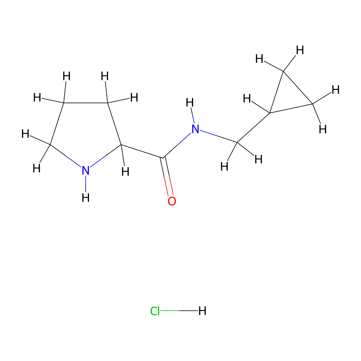 N-(cyclopropylmethyl)pyrrolidine-2-carboxamide hydrochloride molecular structure, CAS 2460755-59-1