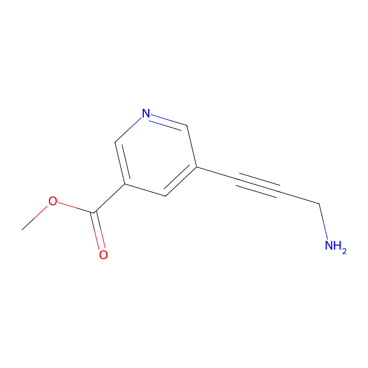 Methyl 5-(3-aminoprop-1-yn-1-yl)pyridine-3-carboxylate molecular structure, CAS 2460755-62-6
